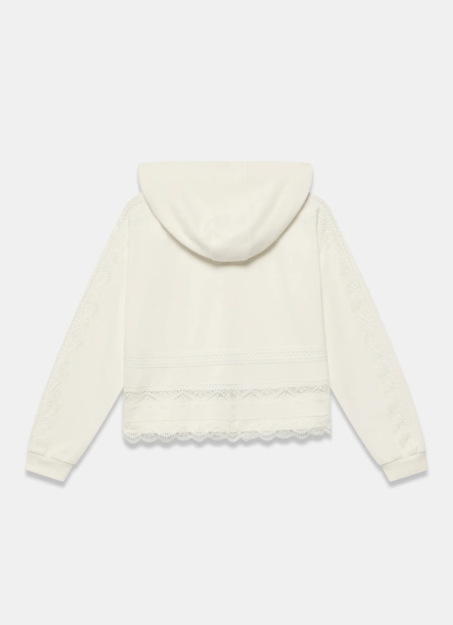 White Cotton Lace Hoodie
