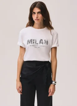White Cotton Milan Graphic T-Shirt