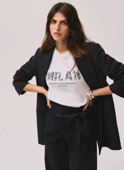 White Cotton Milan Graphic T-Shirt