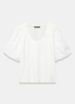 White Cotton Puff Sleeve Top