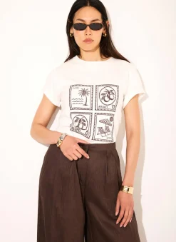 White Cotton Stamp Graphic T-Shirt