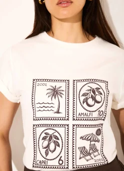 White Cotton Stamp Graphic T-Shirt