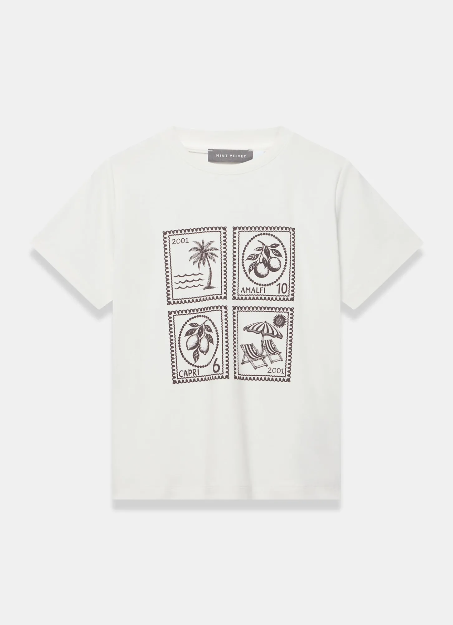 White Cotton Stamp Graphic T-Shirt