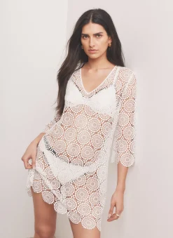 White Crochet Beach Mini Dress