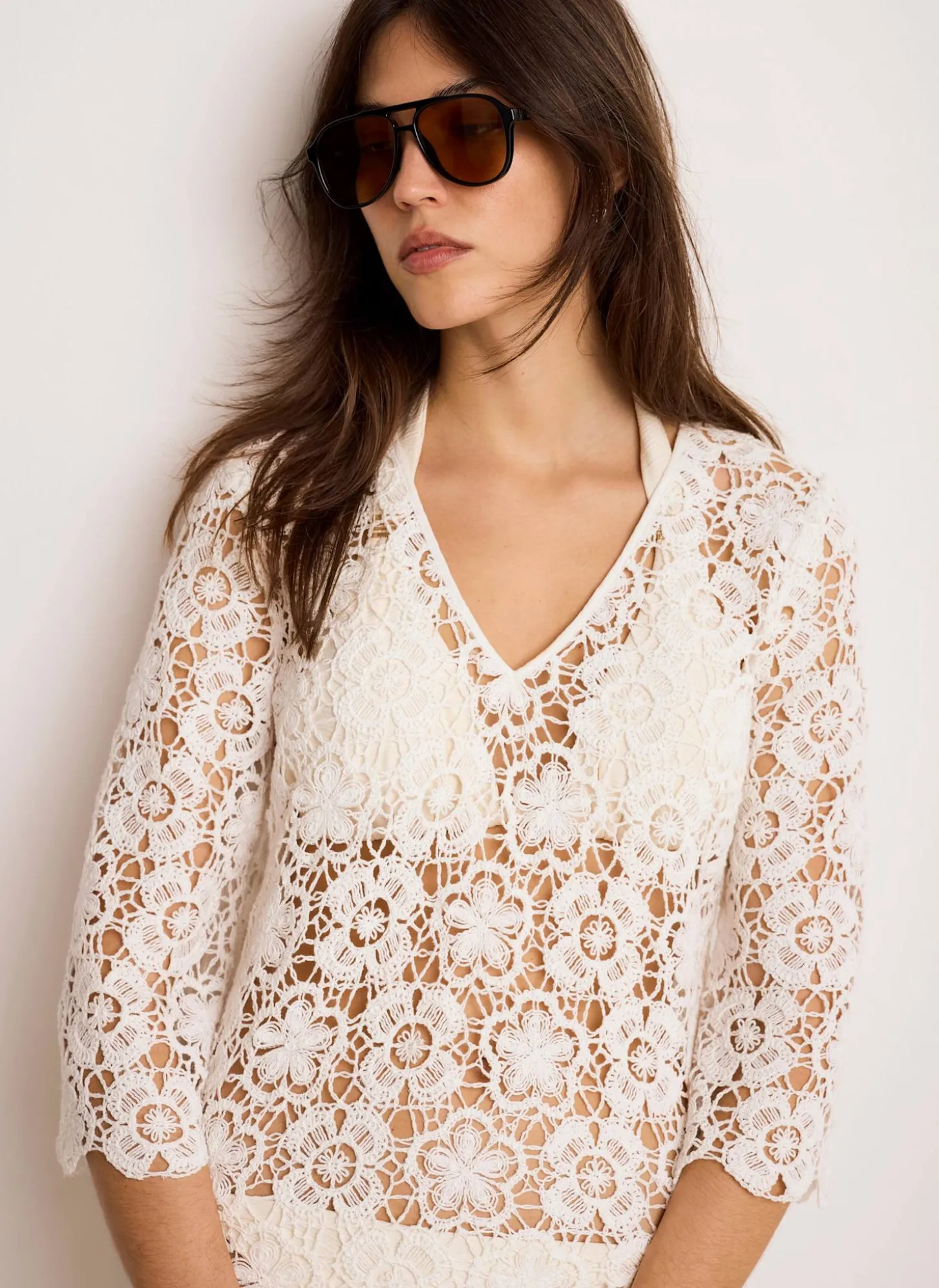 White Crochet Beach Mini Dress