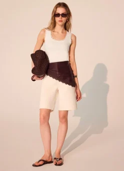 White Crochet Trim Vest Top