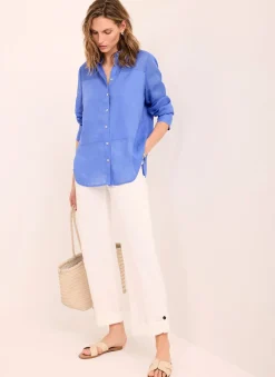 White Cropped Wide Chino Trousers