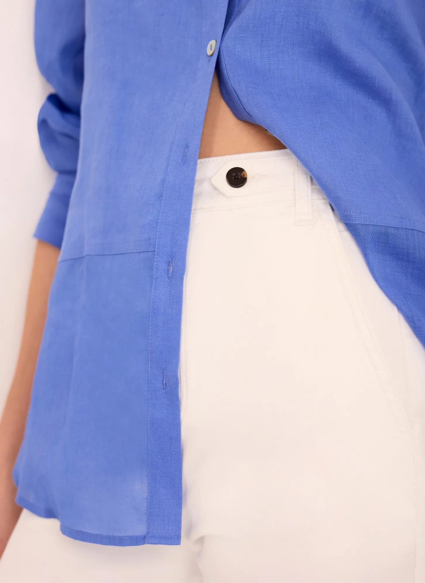 White Cropped Wide Chino Trousers