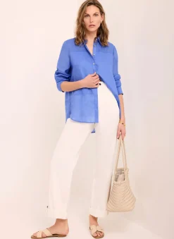 White Cropped Wide Chino Trousers