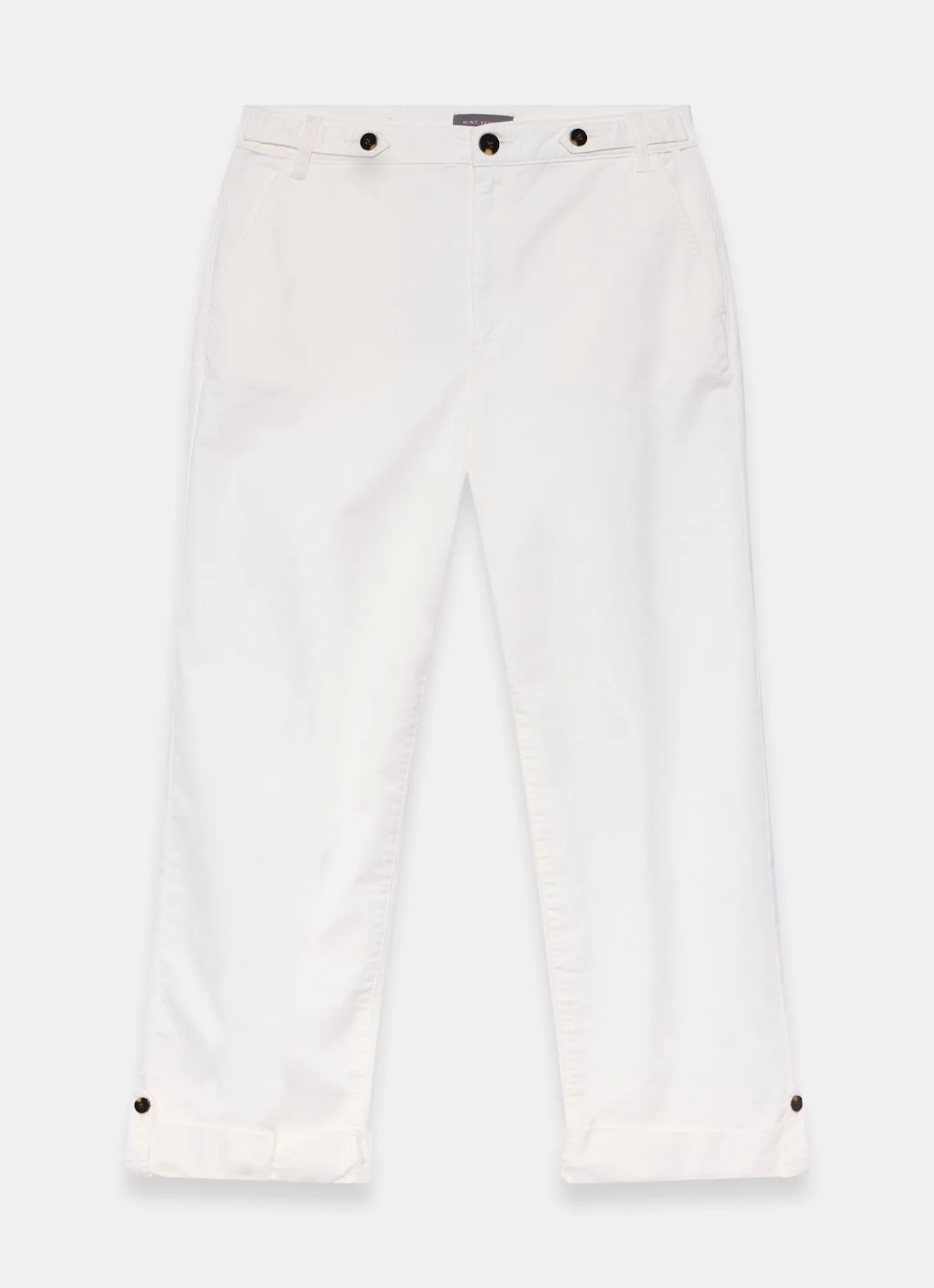 White Cropped Wide Chino Trousers