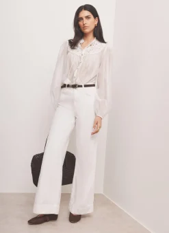 White Floral Cutwork Detail Blouse