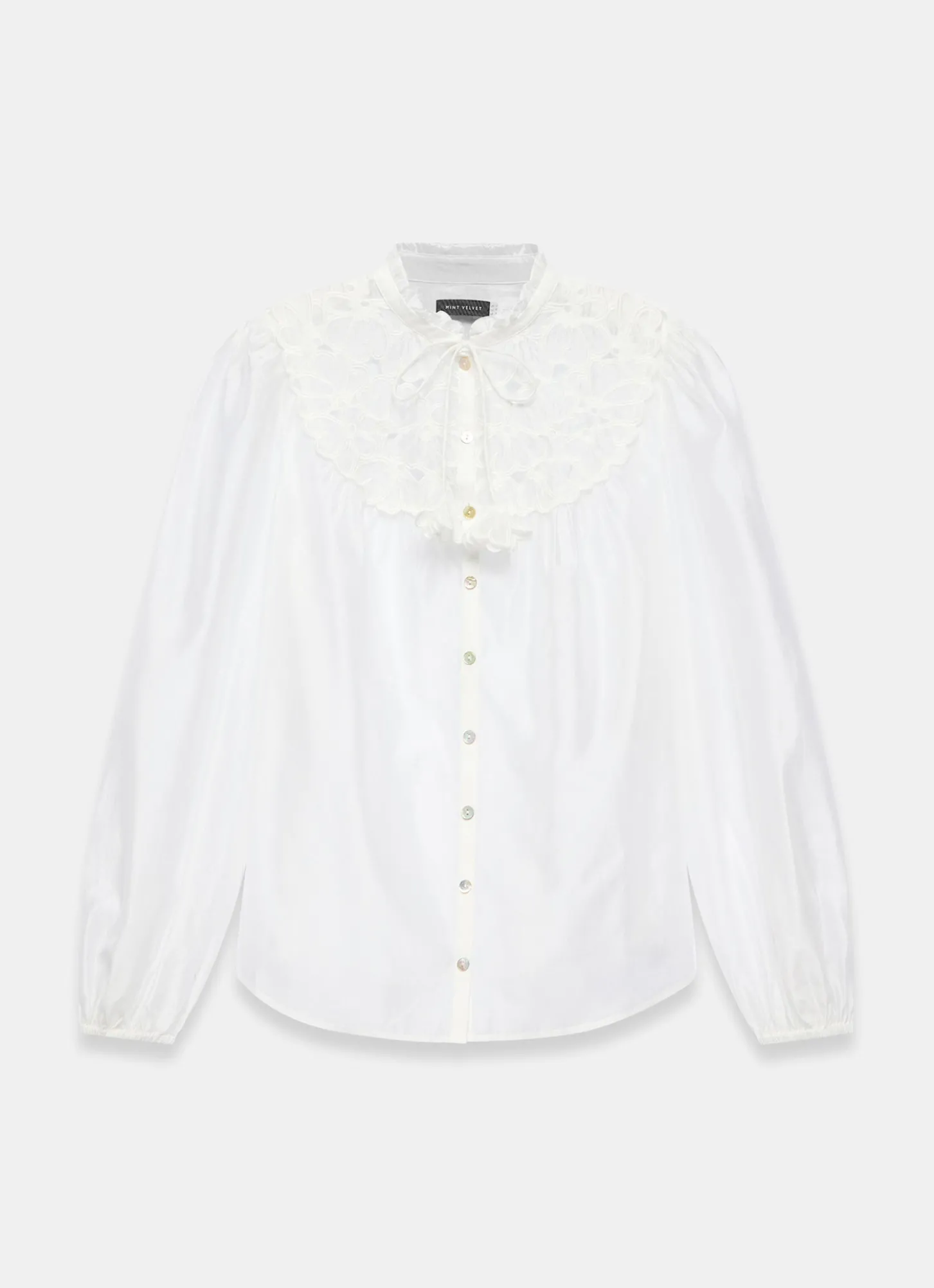White Floral Cutwork Detail Blouse