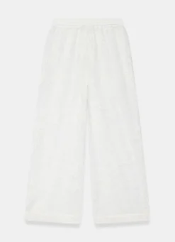 White Floral Detail Mesh Trousers