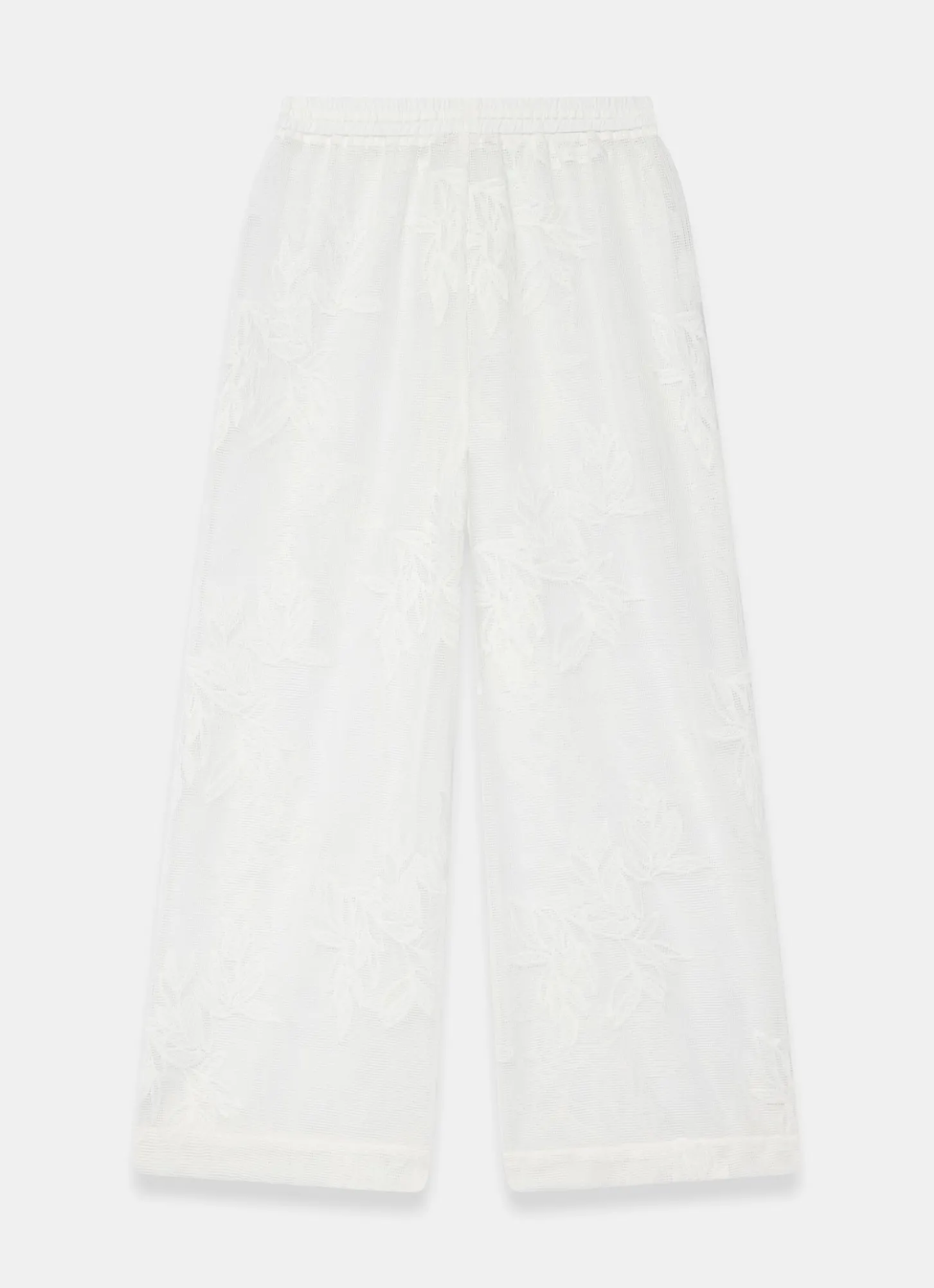White Floral Detail Mesh Trousers