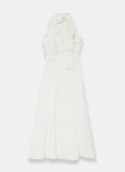 White Floral Textured Maxi Dress