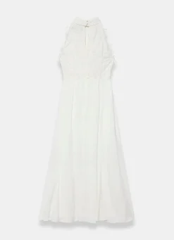 White Floral Textured Maxi Dress