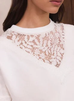 White Lace Detail Sweatshirt