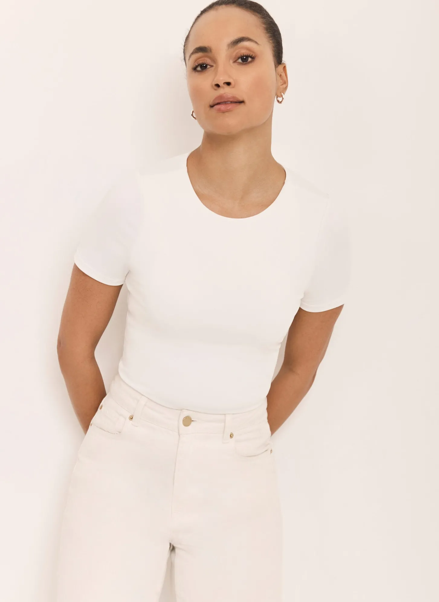 White Layering Short Sleeve Top