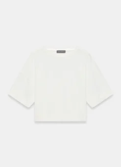 White Linen Blend Boxy T Shirt