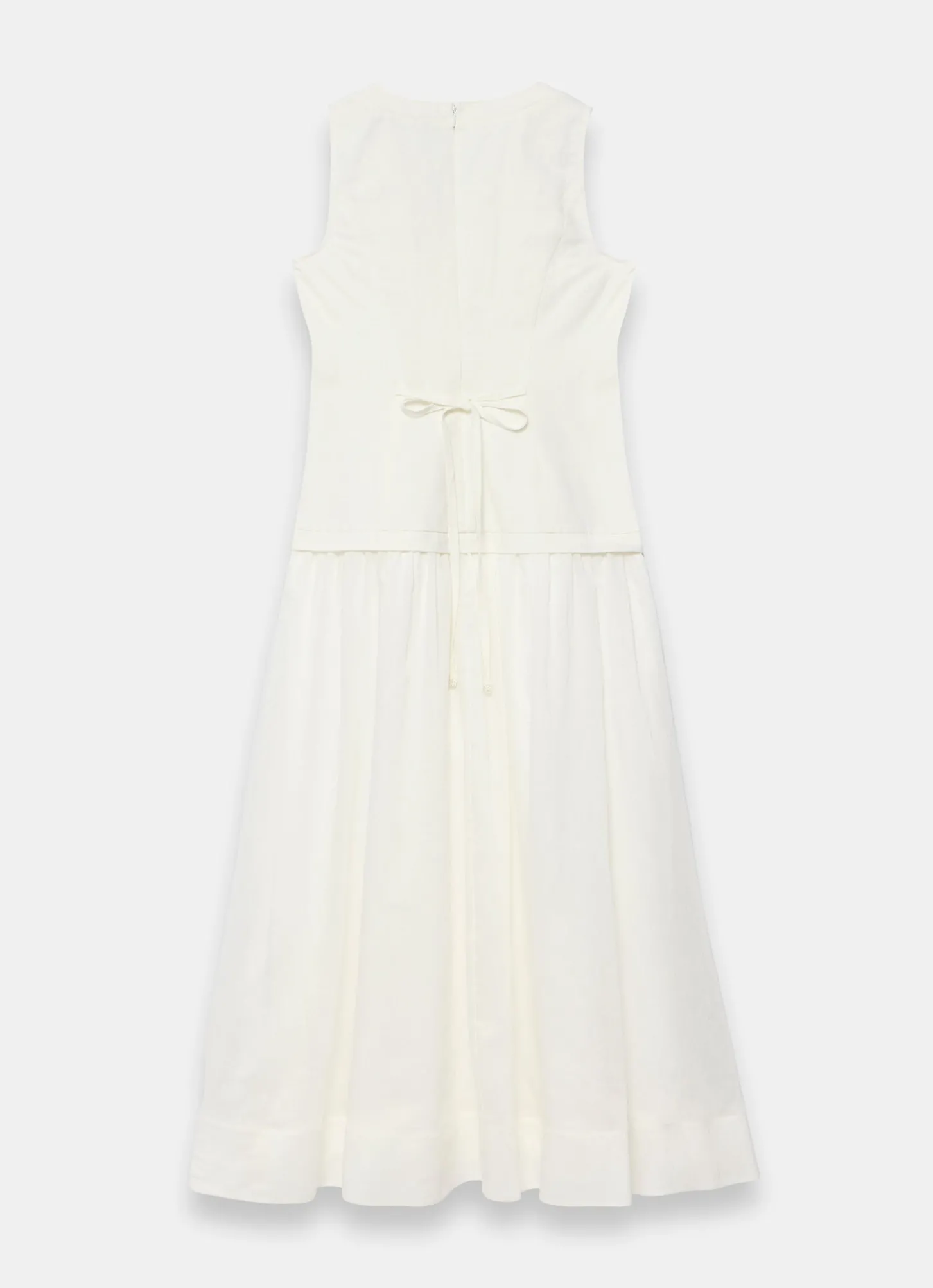 White Linen Blend Waistcoat Maxi Dress
