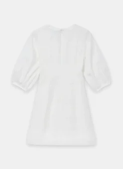 White Linen Puff Sleeve Mini Dress