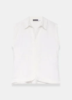 White Linen Sleeveless Shirt