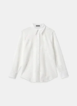White Mesh Embroidered Shirt