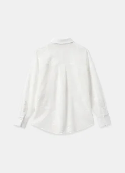 White Mesh Embroidered Shirt