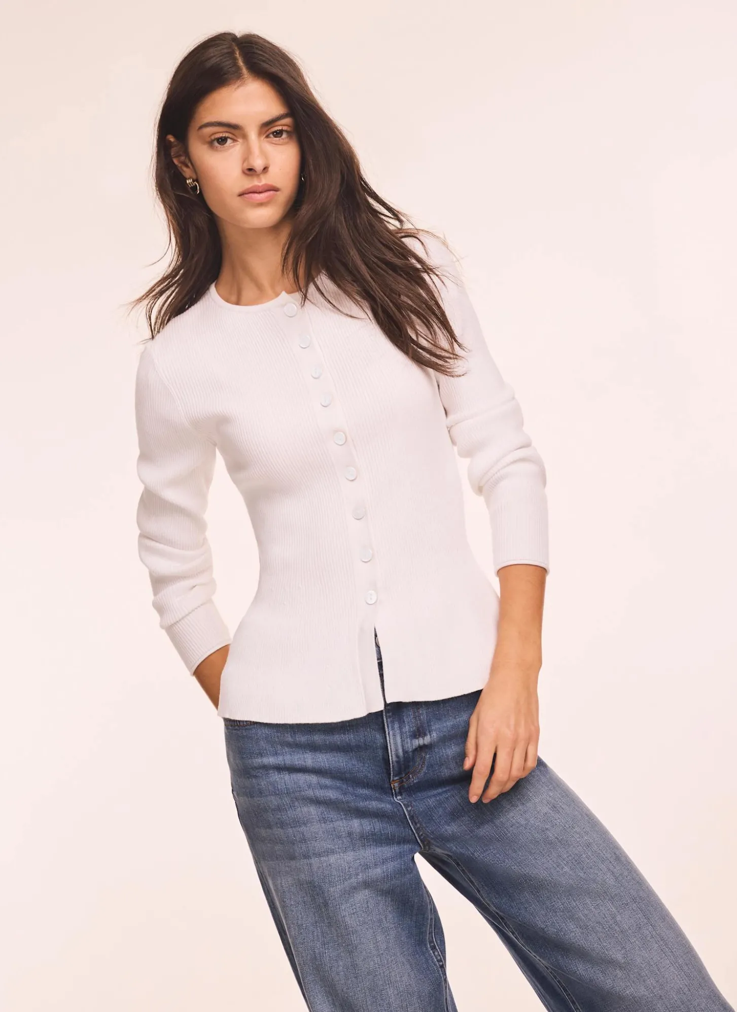 White Peplum Knit Cardigan