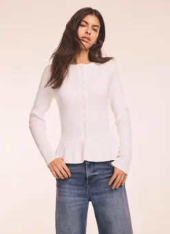 White Peplum Knit Cardigan