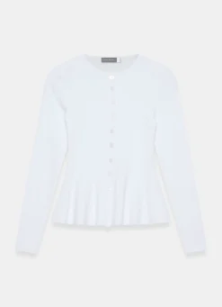 White Peplum Knit Cardigan