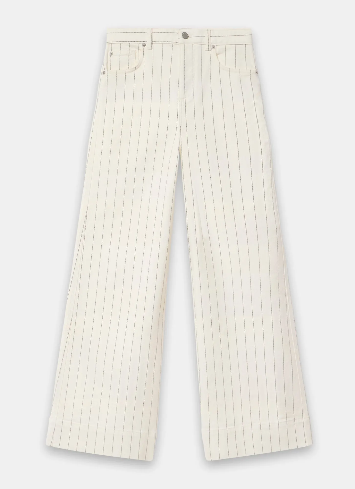 White Pinstripe Wide Jeans