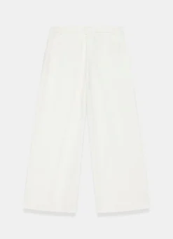White Pleated Wide Leg Trousers