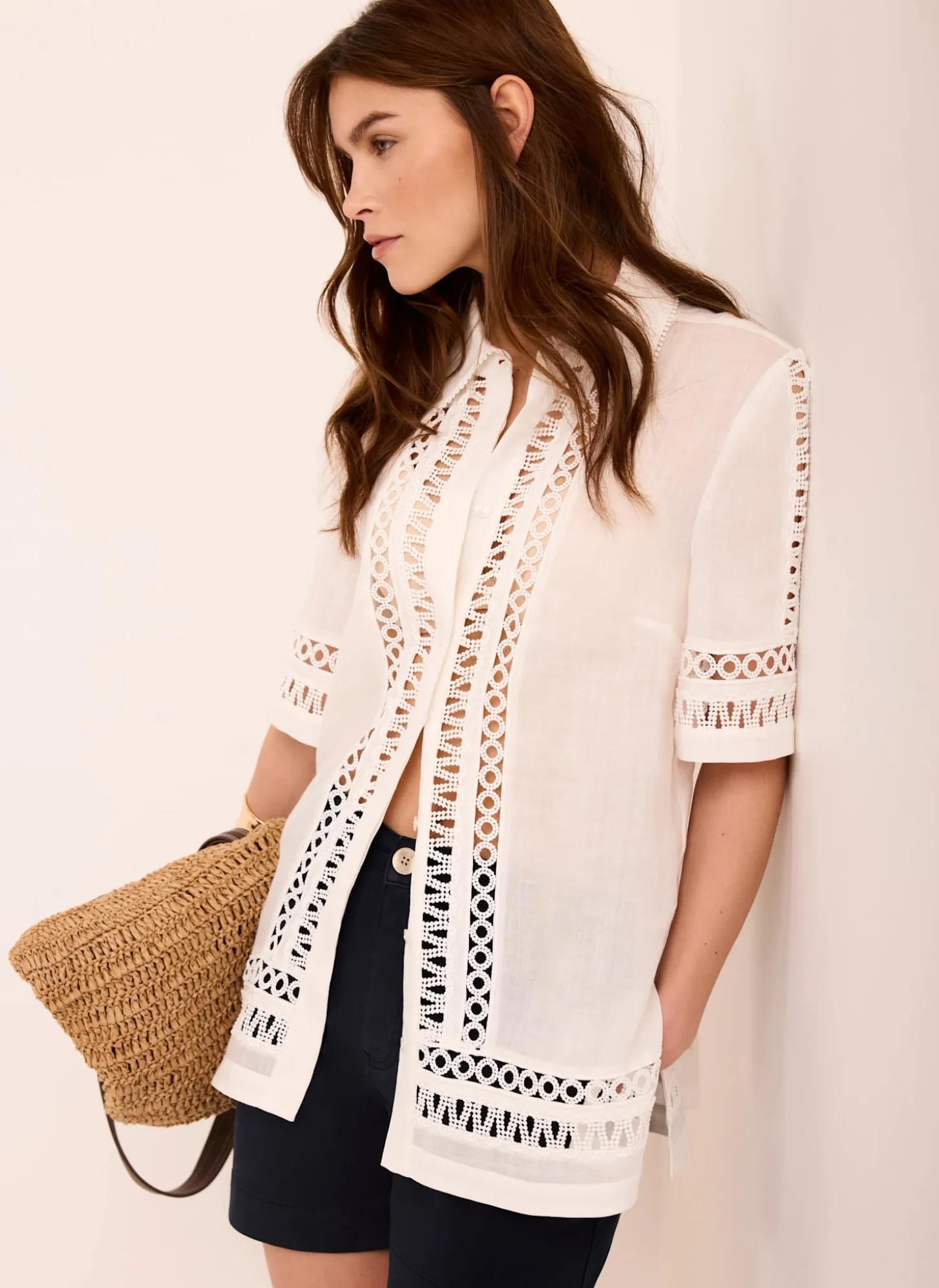 White Ramie Resort Shirt