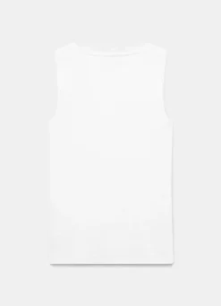 White Scallop Trim Vest Top