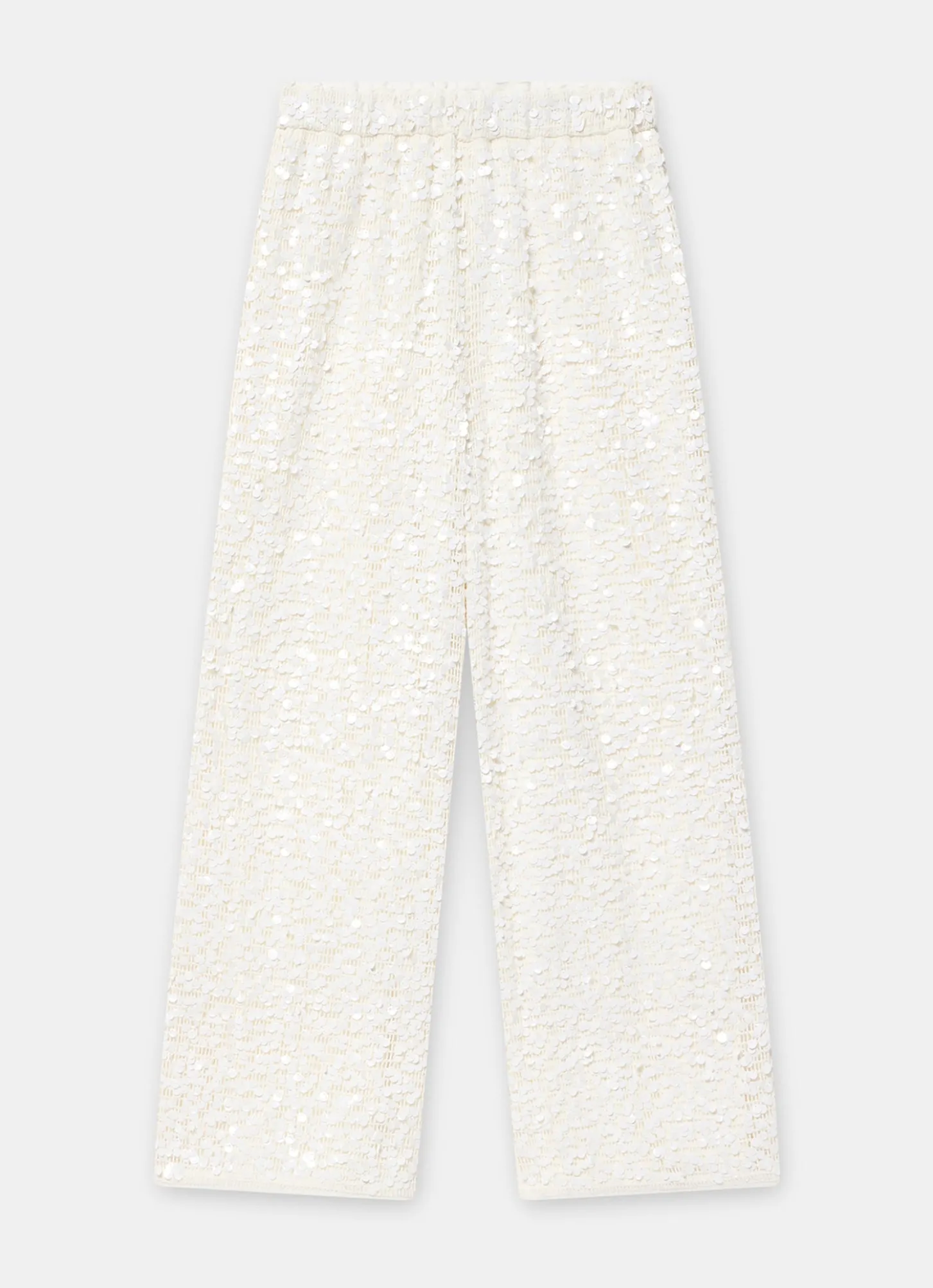 White Sequin Wide Beach Trousers