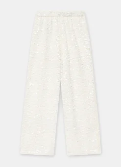 White Sequin Wide Beach Trousers