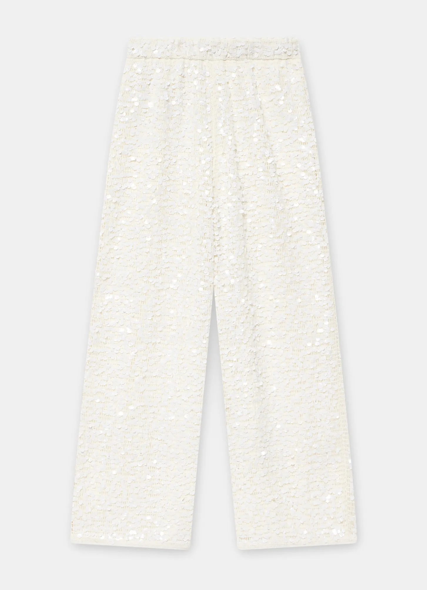 White Sequin Wide Beach Trousers