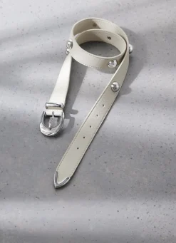 White Statement Leather Belt