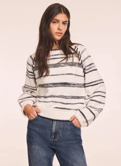 White Striped Cotton Blend Jumper