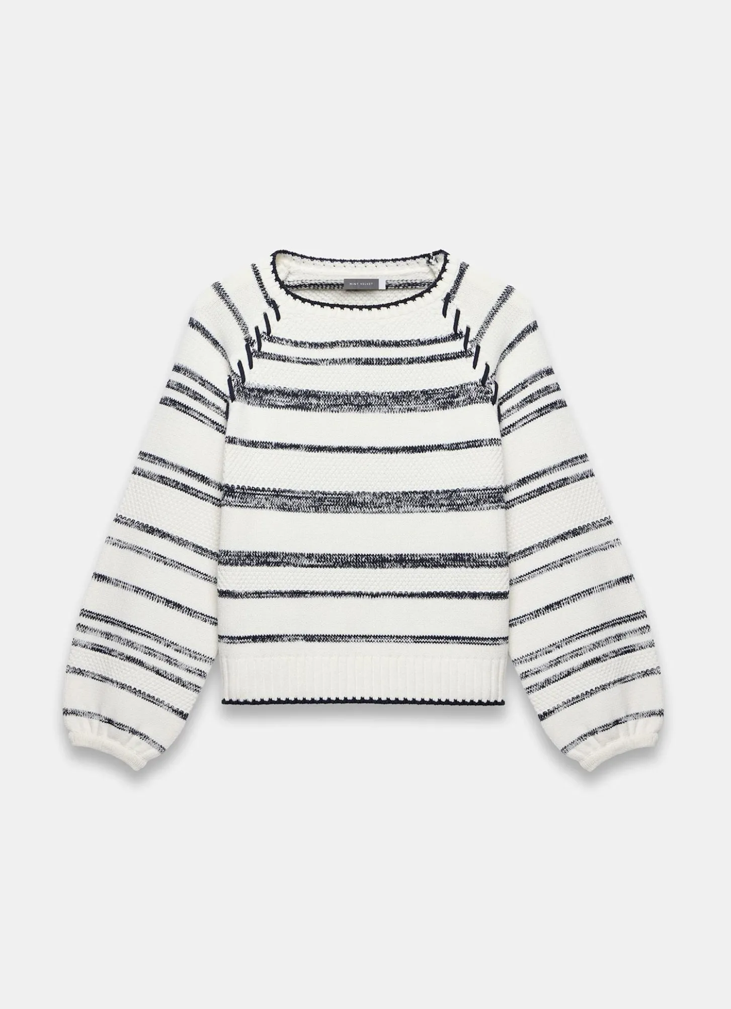White Striped Cotton Blend Jumper