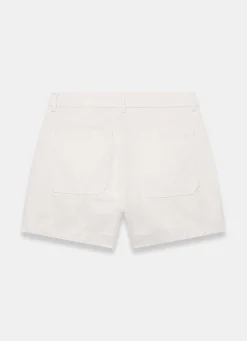 White Utility Pocket Detail Denim Shorts
