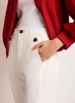 White Washed Barrel Leg Chino Trousers