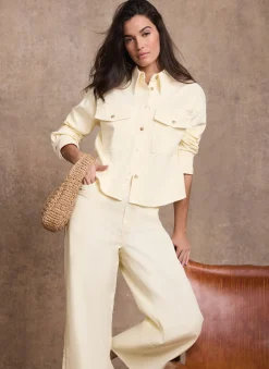 Yellow Ankle Wide Leg Jeans