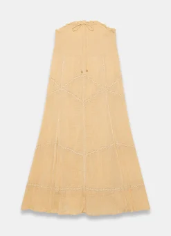 Yellow Cotton Bandeau Midi Dress