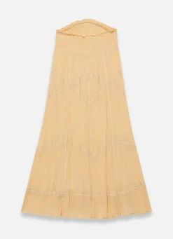 Yellow Cotton Bandeau Midi Dress