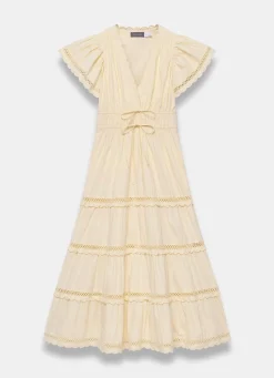 Yellow Cotton Ruffle Maxi Dress