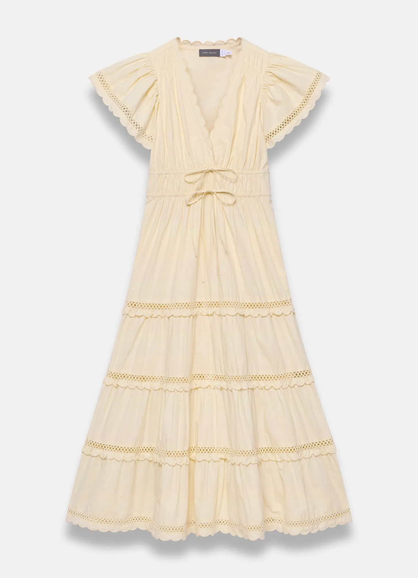 Yellow Cotton Ruffle Maxi Dress