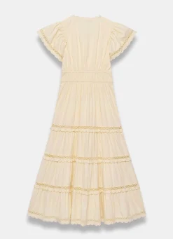 Yellow Cotton Ruffle Maxi Dress