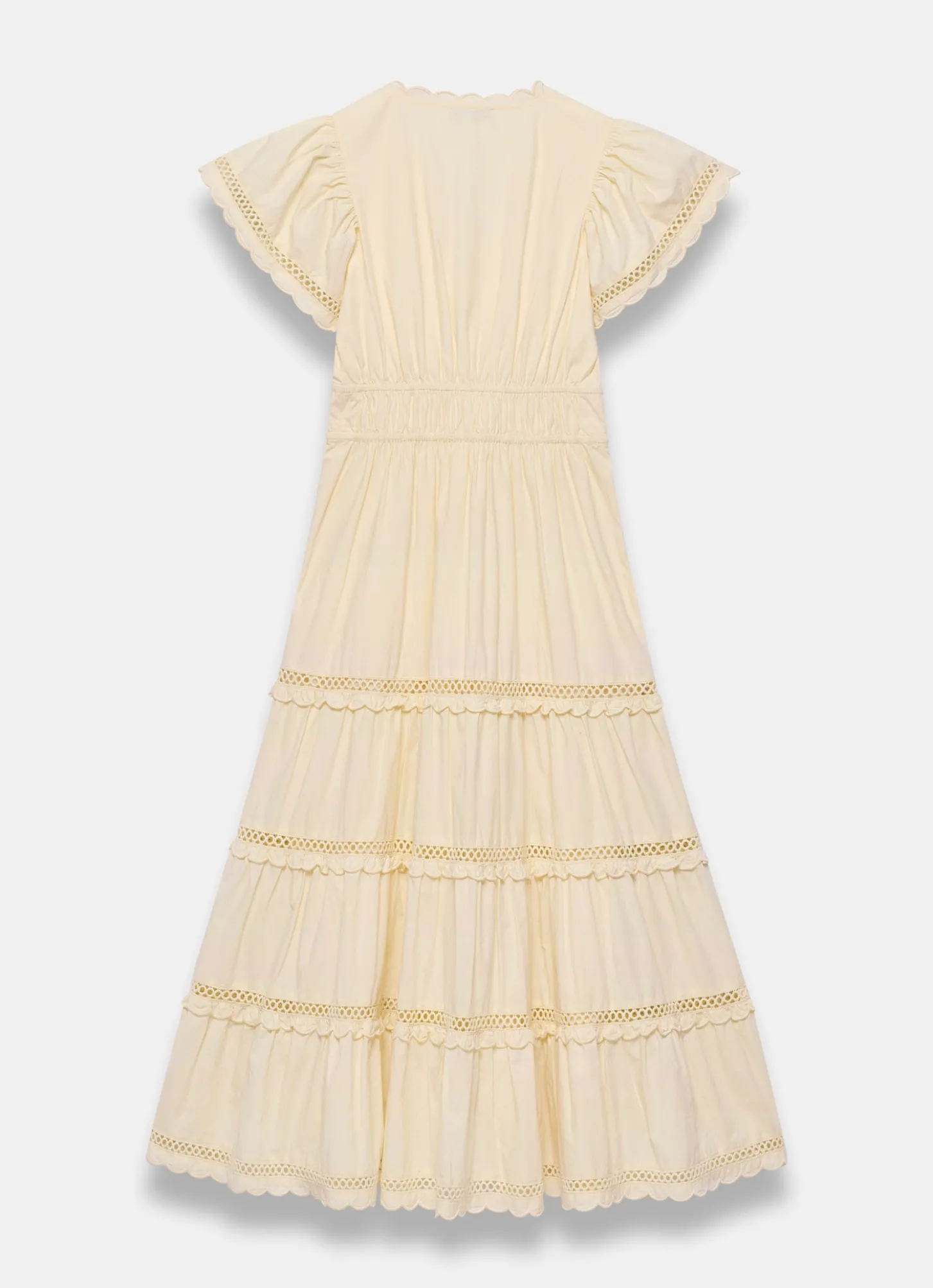 Yellow Cotton Ruffle Maxi Dress